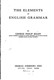 Cover of: The elements of English grammar.