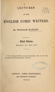 Cover of: Lectures on the English comic writers.