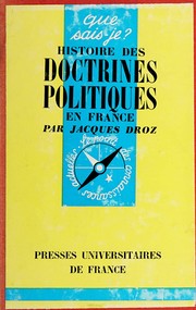 Cover of: Histoire des doctrines politiques en France.