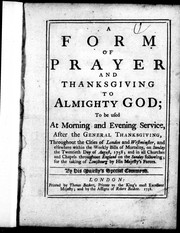 Cover of: A form of prayer and thanksgiving to Almighty God by 