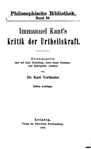 Kritik der Urtheilskraft by Immanuel Kant