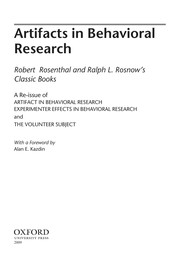 Cover of: Rosenthal and Rosnow's classic books on artifacts in behavioral research