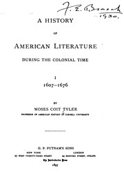 Cover of: A history of American literature during the colonial time ...