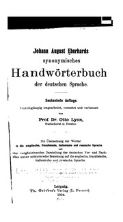 Cover of: Johann August Eberhards Synonymisches Handwörterbuch der deutschen Sprache.