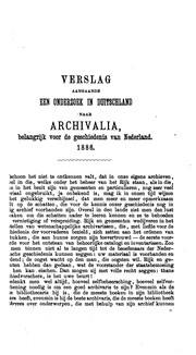 Cover of: Verslag aangaande een onderzoek in Duitschland naar archivalia belangrijk voor de geschiedenis ...