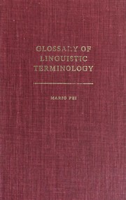 Cover of: Glossary of linguistic terminology