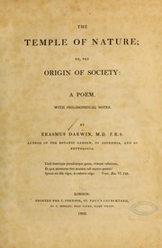 Cover of: The temple of nature: or, The origin of society: a poem, with philosophical notes.