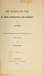 Cover of: Die Flexion des P©Æali in ihrem Verh©·altniss zum Sanskr by Torp, Alf