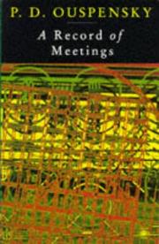 Cover of: A Record of Meetings: Record of Some of Meetings Held by P.D. Ouspensky between 1930 and 1947 (Arkana)