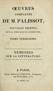 Cover of: Oeuvres de M. Palissot