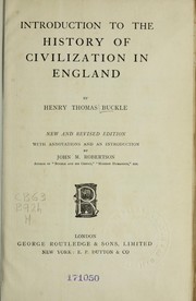 Cover of: Introduction to the history of civilization in England
