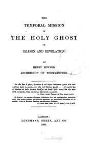 Cover of: The temporal mission of the Holy Ghost: Or, Reason And Revelation