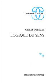 Cover of: Logique du sens by Gilles Deleuze