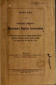 Cover of: Minutes of the ... annual session of the Cedar Grove Missionary Baptist Association which convened with the ...