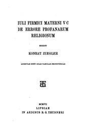 Cover of: Iuli Firmici Materni v.c. De errore profanarum religionum