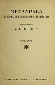 Cover of: Menandrea ex papyris et membranis vetustissimis