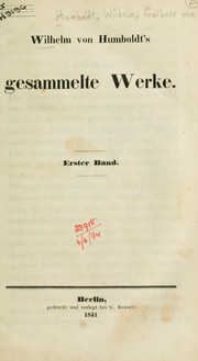 Cover of: Wilhelm von Humboldt's gesammelte Werke