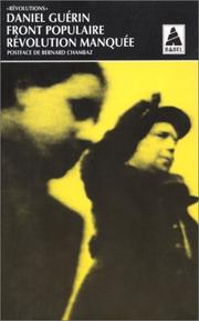 Cover of: Front populaire, révolution manquée