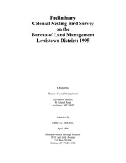 Cover of: Preliminary colonial nesting bird survey on the Bureau of Land Management: 1995