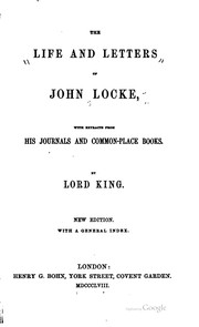 Cover of: The life and letters of John Locke by King, Peter King Lord