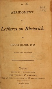 Cover of: An abridgment of Lectures on rhetorick by Hugh Blair