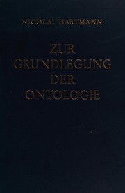 Cover of: Zur Grundlegung der Ontologie
