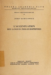 Cover of: L' accentuation des langues indo-européennes.