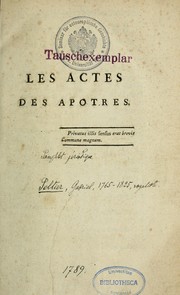 Cover of: Les Actes des Apôtres