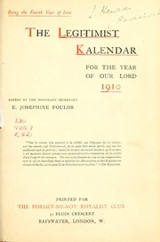 Cover of: A Legitimist Kalender for the year of our Lord ...