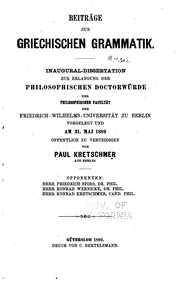 Cover of: Beiträge zur griechischen Grammatik
