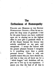 Cover of: The Enthusiasm of Homoeopathy: With the Story of a Great Enthusiast