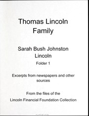 Cover of: Thomas Lincoln family: Sarah Bush Johnston Lincoln