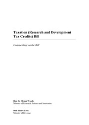 Cover of: Taxation (Research and Development Tax Credits) Bill: Commentary on the Bill