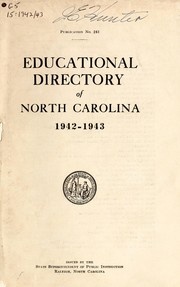 Cover of: Educational directory of North Carolina