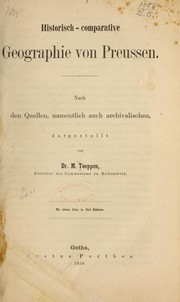 Cover of: Historisch- comparative geographie