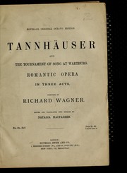 Cover of: Tannhäuser and the tournament of song at Wartburg by Richard Wagner