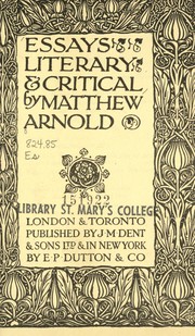 Cover of: Essays literary & critical by Matthew Arnold