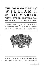 Cover of: The correspondence of William I. & Bismarck