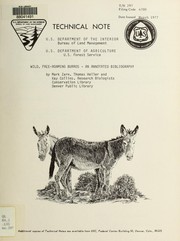 Cover of: Wild, free-roaming burros: an annotated bibliography