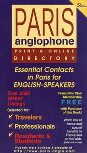 Cover of: Paris Anglophone: Essential Contacts in Paris for English-Speakers