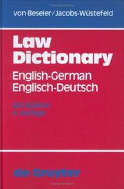 Cover of: English-German Law Dictionary | Dora Von Beseler