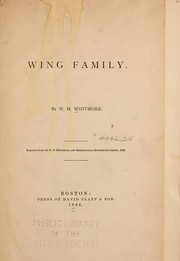 Wing family by William Henry Whitmore