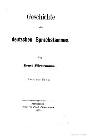 Cover of: Geschichte des deutschen sprachstammes.