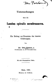 Cover of: Untersuchungen über die Lamina spiralis membranacea