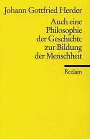 Cover of: Auch eine Philosophie der Geschichte zur Bildung der Menschheit