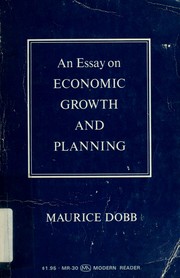 Cover of: An essay on economic growth and planning