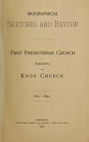 Cover of: First Presbyterian Church in Toronto and Knox Church, 1820-1890 by Henry M. Parsons