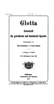 Cover of: Glotta: zeitschrift für griechische und lateinische sprache ...