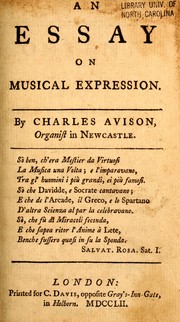 Cover of: An essay on musical expression. by Charles Avison