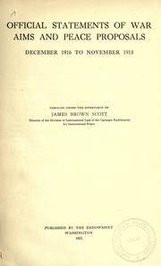 Official statements of war aims and peace proposals, December 1916 to November 1918